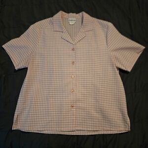 BonWorth Pink Gingham Short-Sleeve Button-Up Shirt Medium Petite